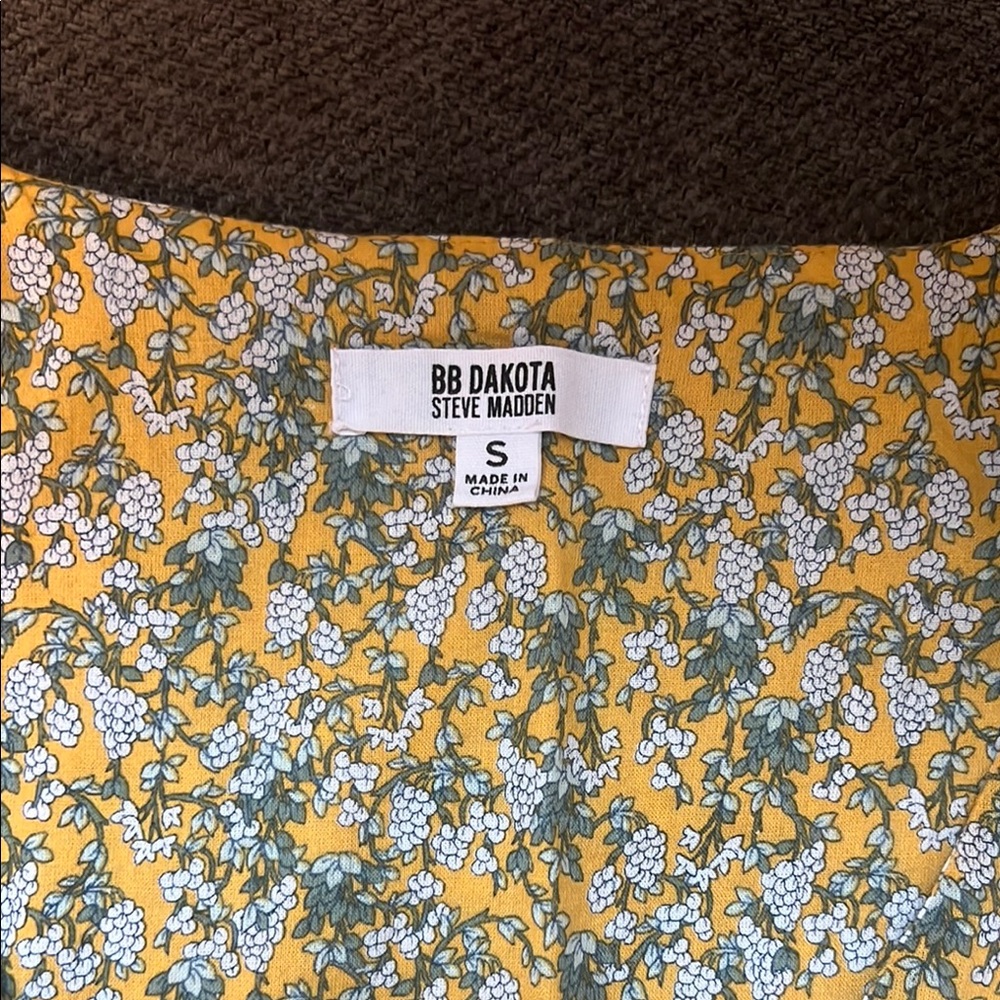 Steve Madden Yellow Ruched Ruffled Midi Sundress - Picture 6 of 9